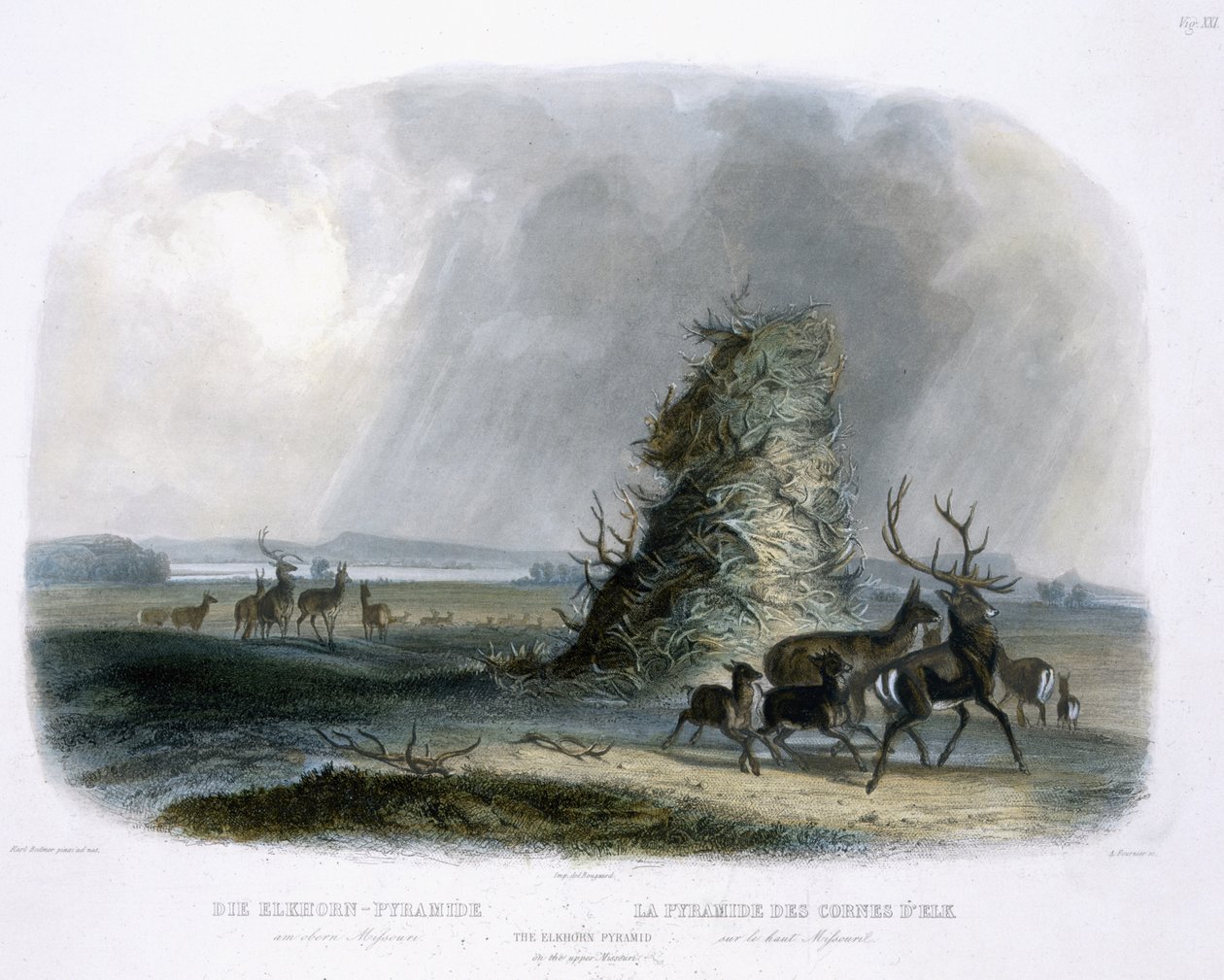 The Elkhorn Pyramid on the Upper Missouri, plate 21 from volume 1 of `Travels in the Interior of North America