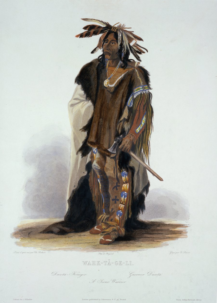 Wahk-Ta-Ge-Li, a Sioux Warrior, Plate 8 from Volume 2 of 