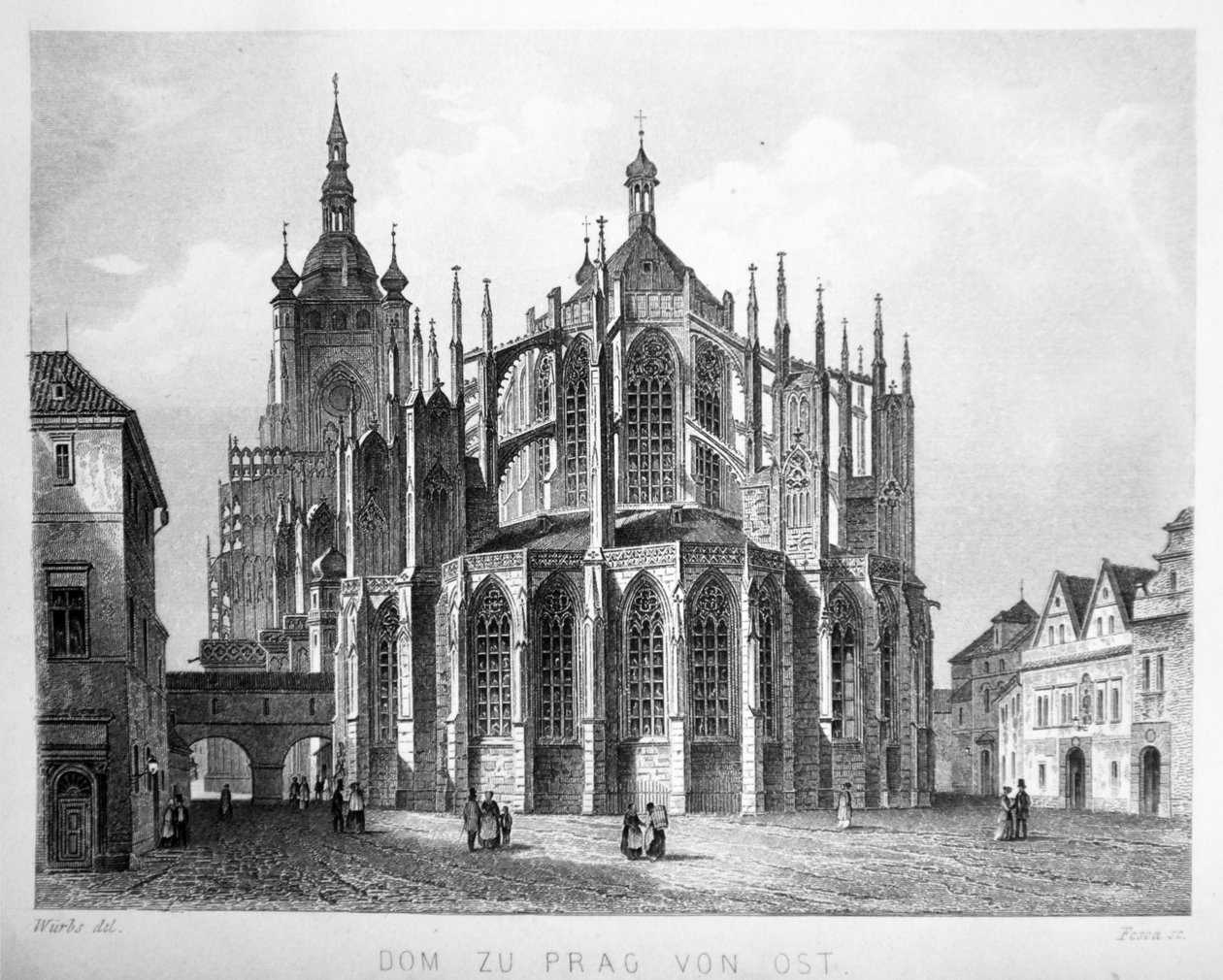 Illustration from the book Der Dom zu Prag from 1858, depicting St. Vitus Cathedral by Karl Wurbs
