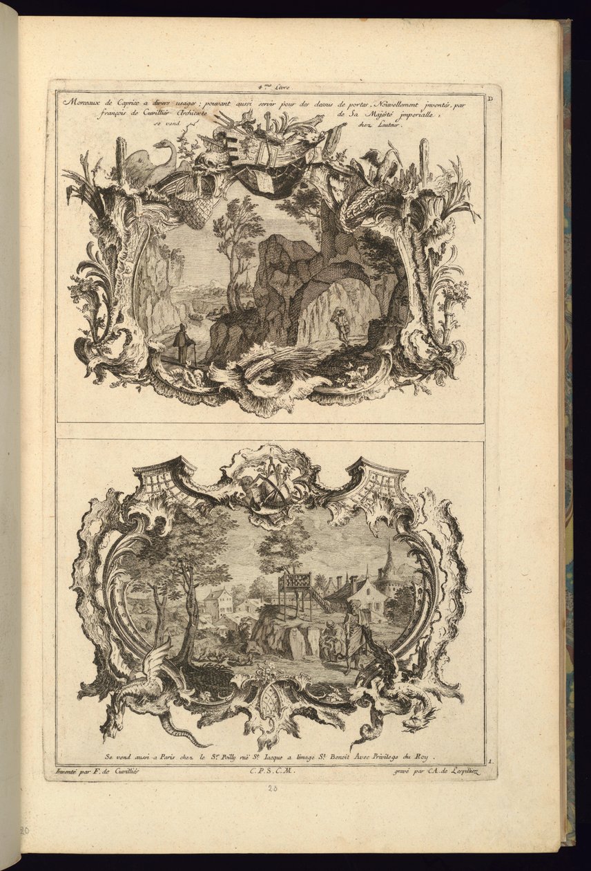 Print, Design for Two Cartouches, 1745 by Karl Albert von Lespilliez
