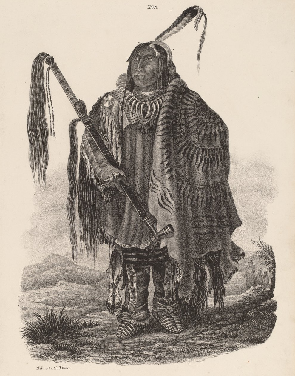 A Monitari Indian, 1839 by Karl Bodmer