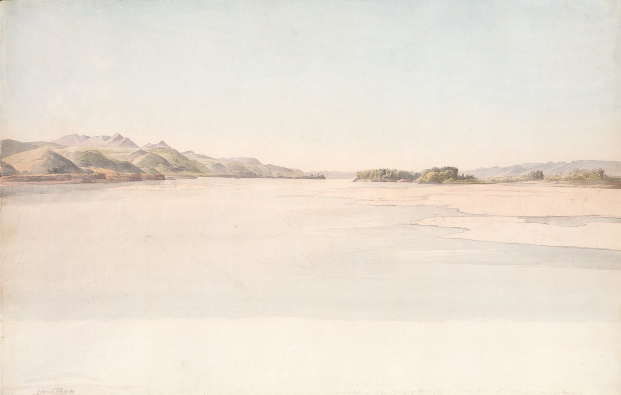 Grand Tower on the Missouri Above the Niobrara by Karl Bodmer