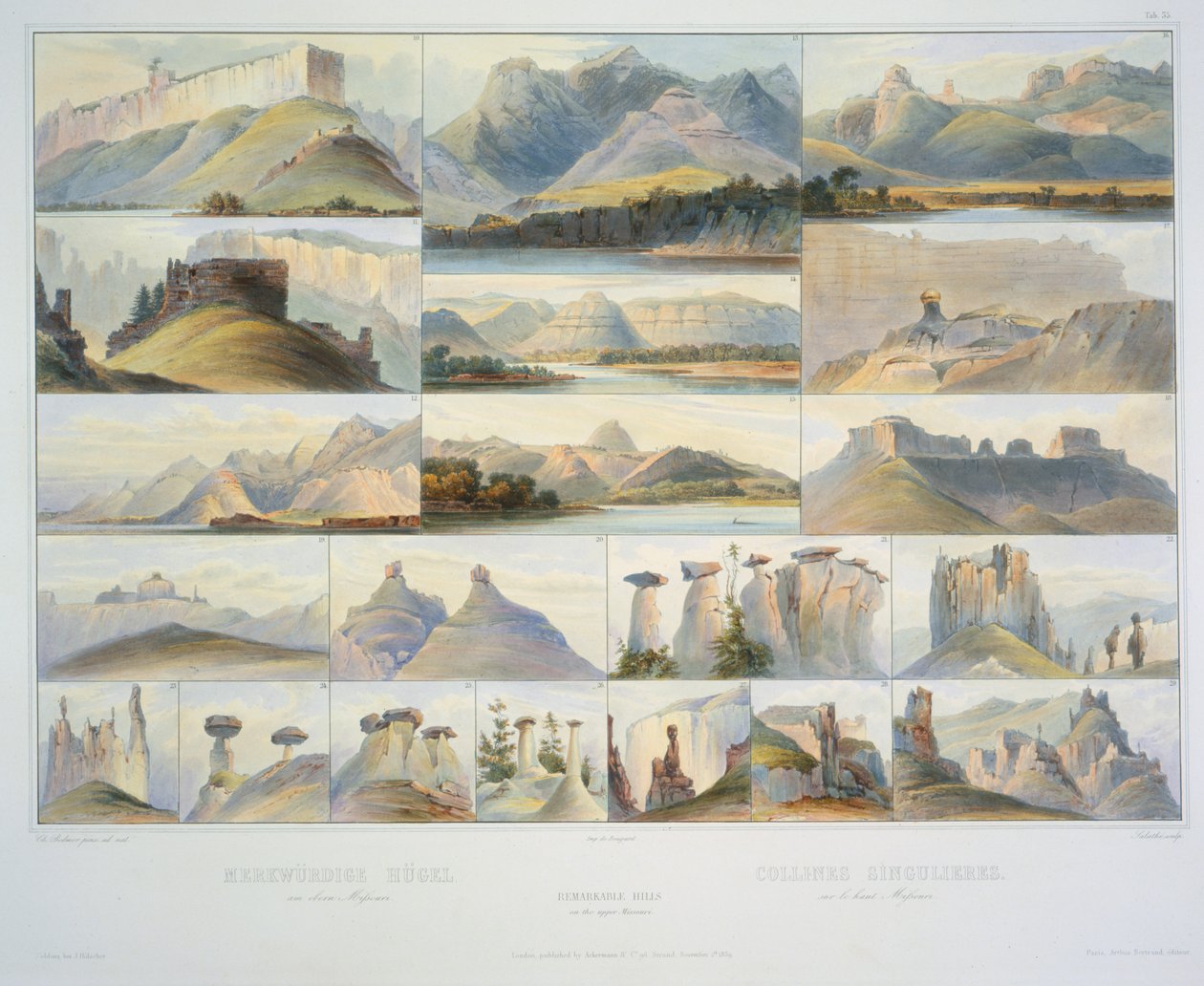 Remarkable Hills on the Upper Missouri by Karl Bodmer