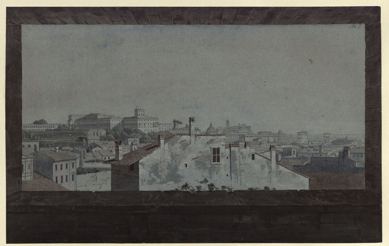 View of the Quirinal Palace and Part of Rome, Drawn from the Window of a Friend