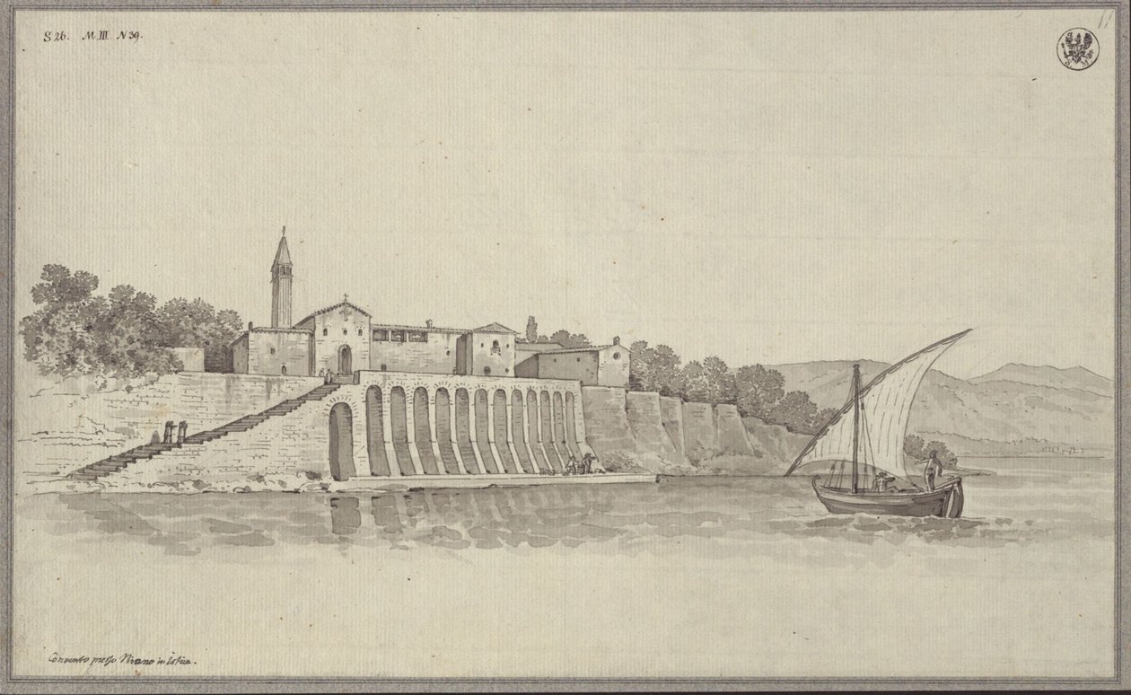 View of the Former Franciscan Monastery St. Bernardin between Portoroz and Piran in Istria, Slovenia by Karl Friedrich Schinkel
