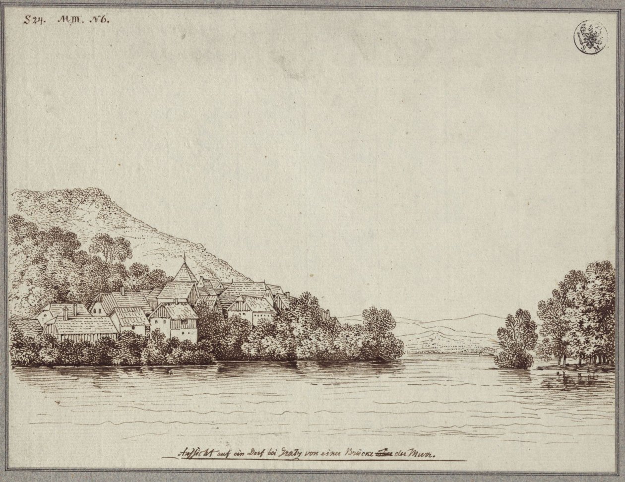 View of a Village near Graz from a Bridge over the Mur by Karl Friedrich Schinkel