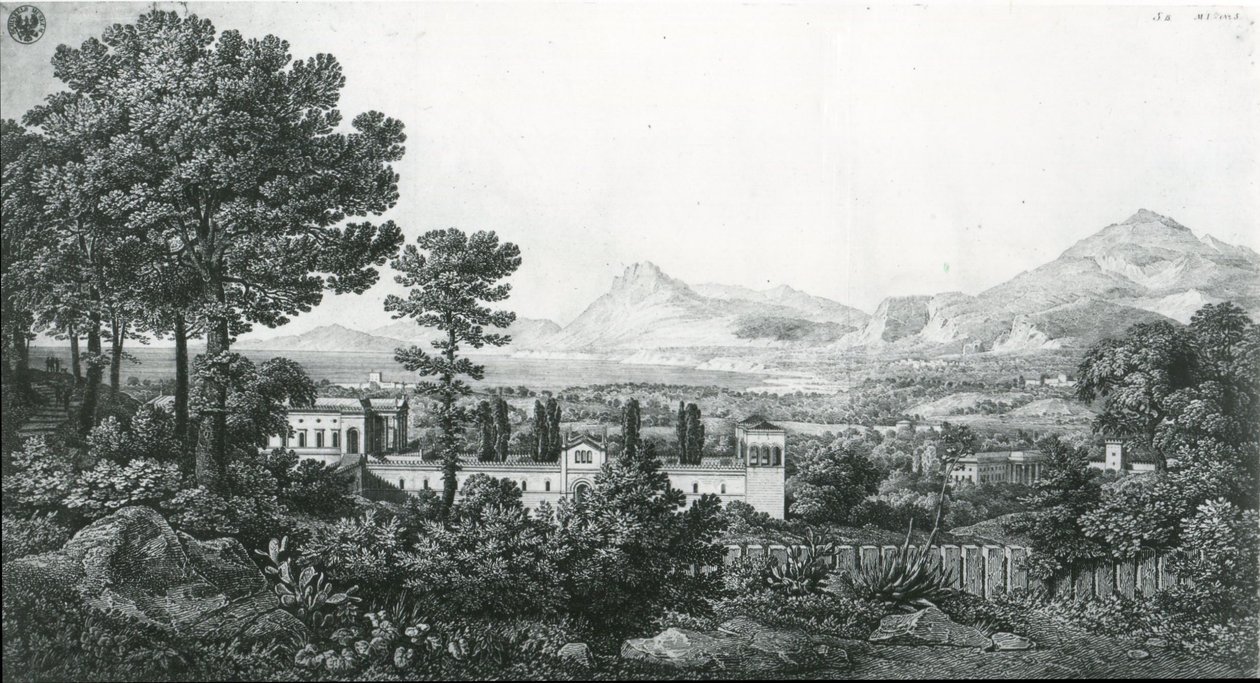 View from the Palace of Prince Valguarnera on a Part of Bagaria near Palermo and the Gulf of Cefalù by Karl Friedrich Schinkel