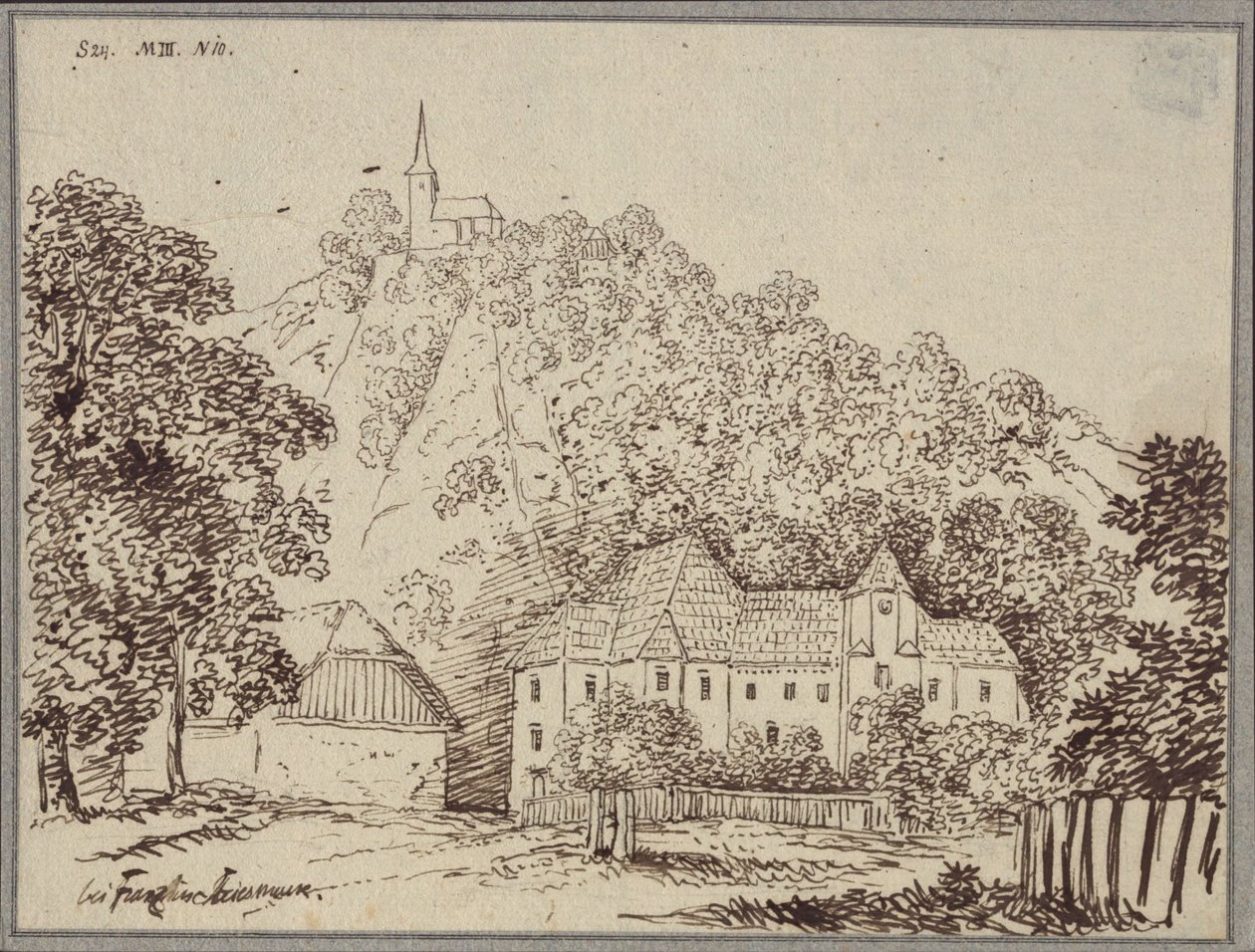 At Franz in Styria / View of the Parish House Franz west of Cilli (Celje) by Karl Friedrich Schinkel