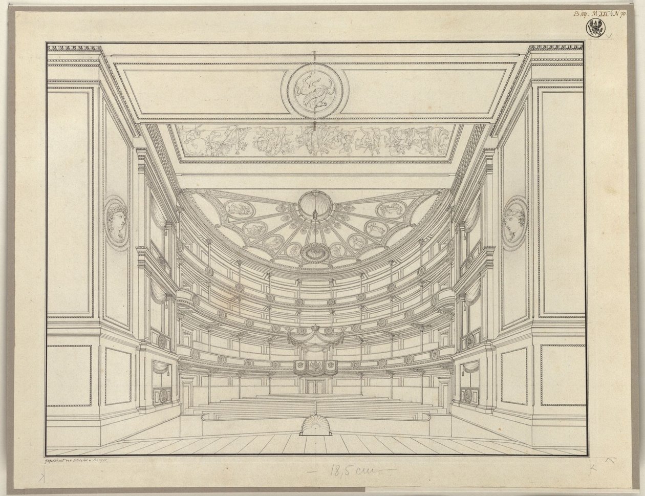 Berlin. Schauspielhaus on the Gendarmenmarkt, Auditorium by Karl Friedrich Schinkel