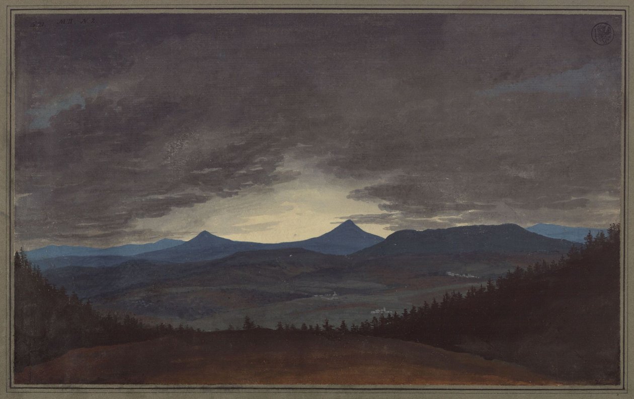 Bohemian Mountain Range at Dusk by Karl Friedrich Schinkel