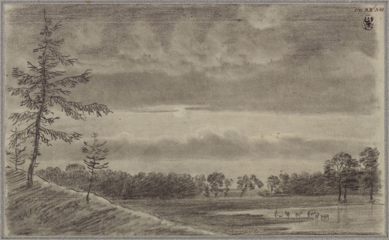 A Pasture with Trees and Cattle by Karl Friedrich Schinkel
