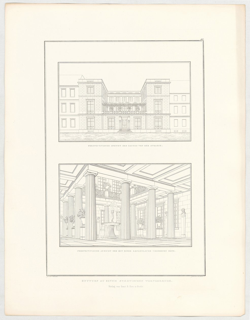 Design for an Urban Residential Building, Plate 67 from the Series 