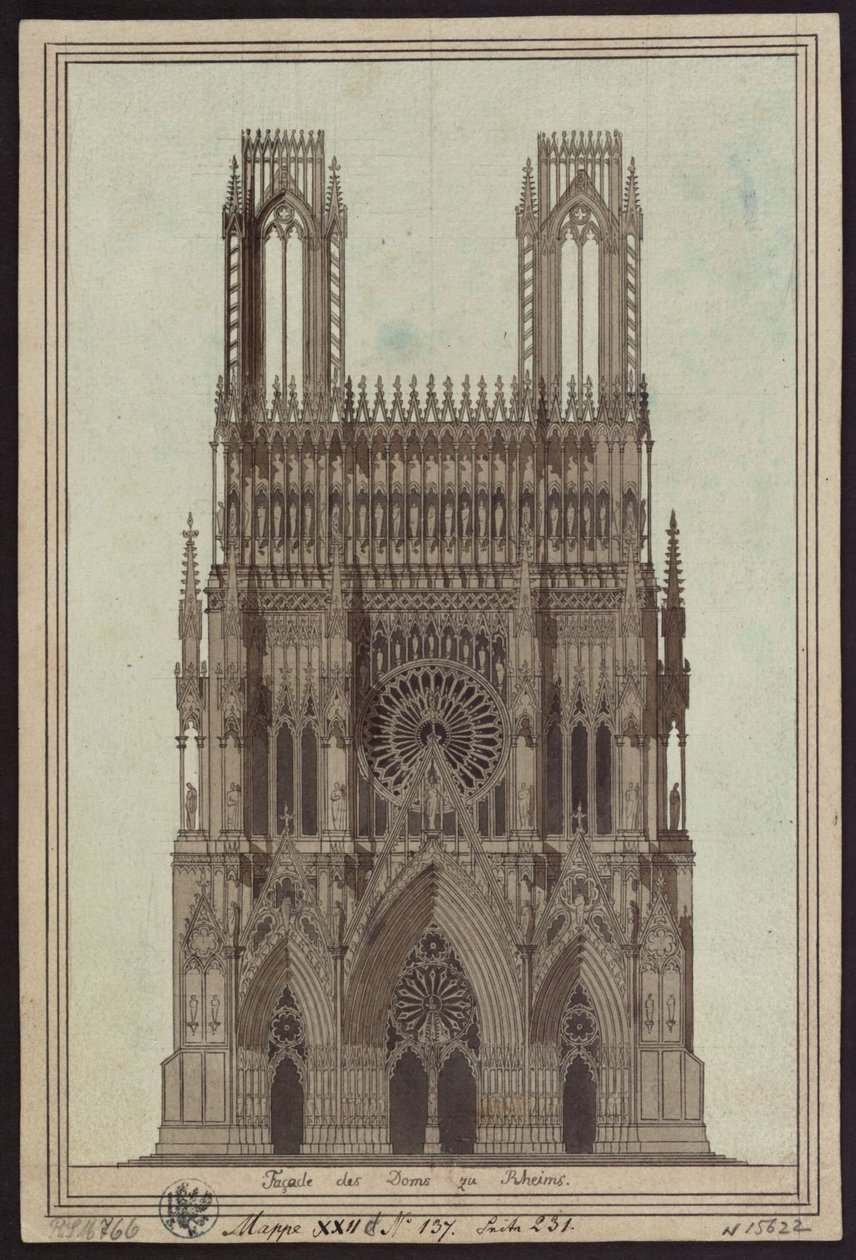 Facade of the Cathedral of Reims by Karl Friedrich Schinkel