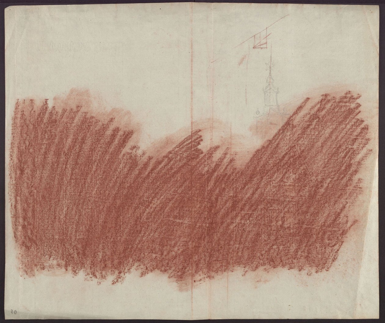 Flat Application of Red Chalk for Tracing the Representation on Recto by Karl Friedrich Schinkel