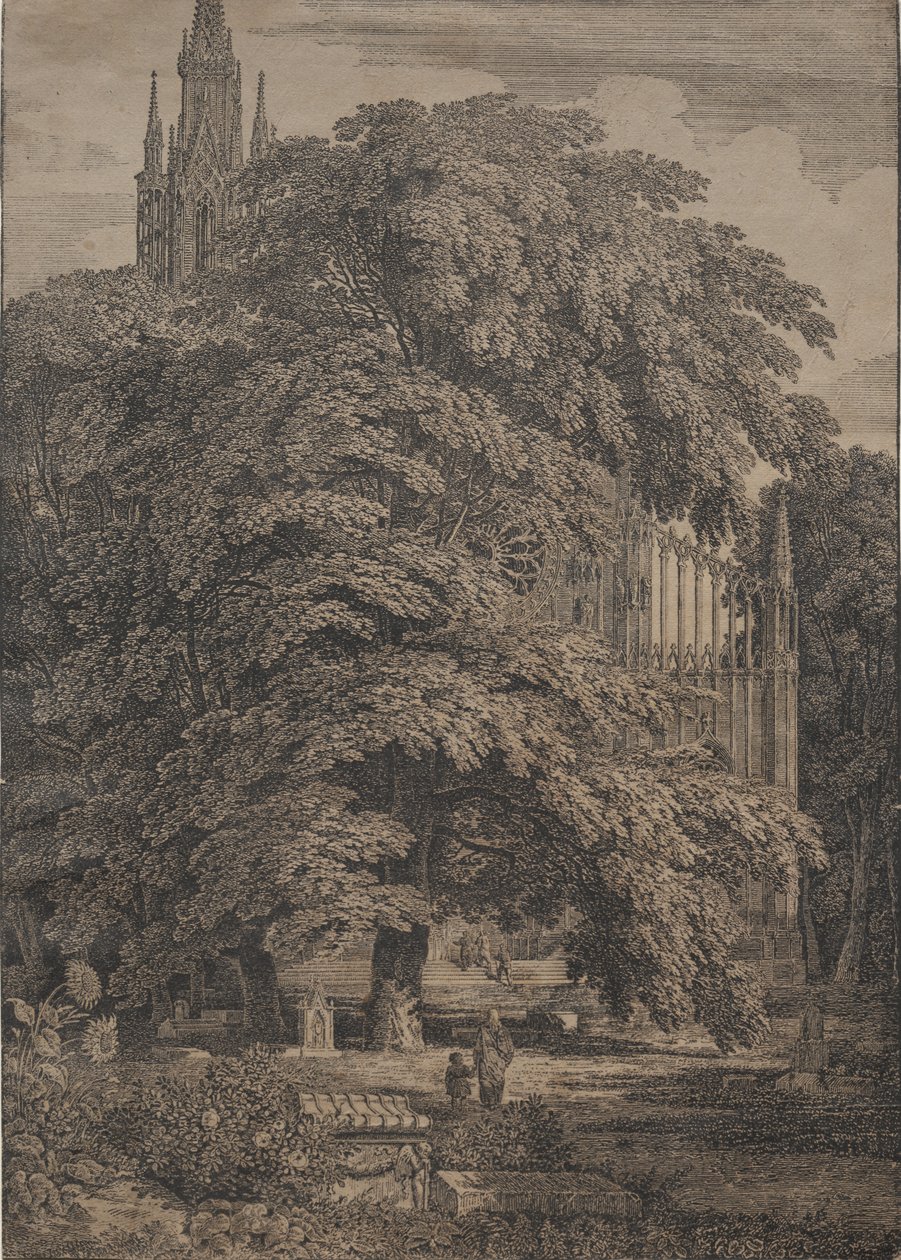 Gothic Church among Oaks by Karl Friedrich Schinkel