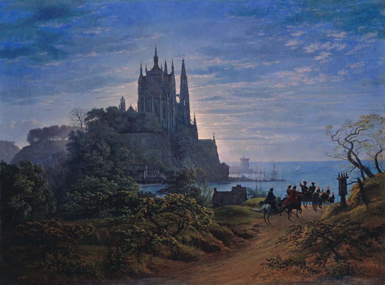 Gothic Church on a Rock by the Sea, 1815 by Karl Friedrich Schinkel
