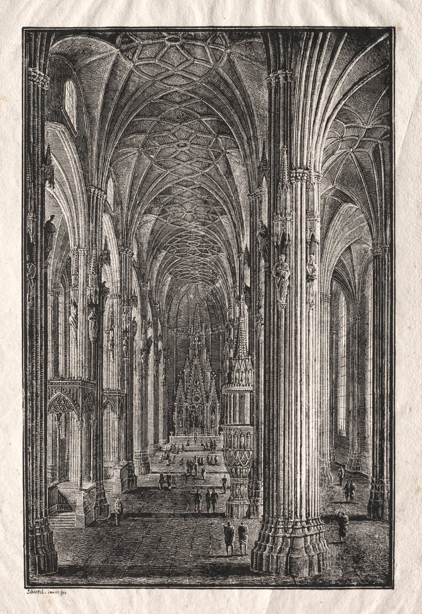 Interior of St. Stephens Cathedral in Vienna by Karl Friedrich Schinkel