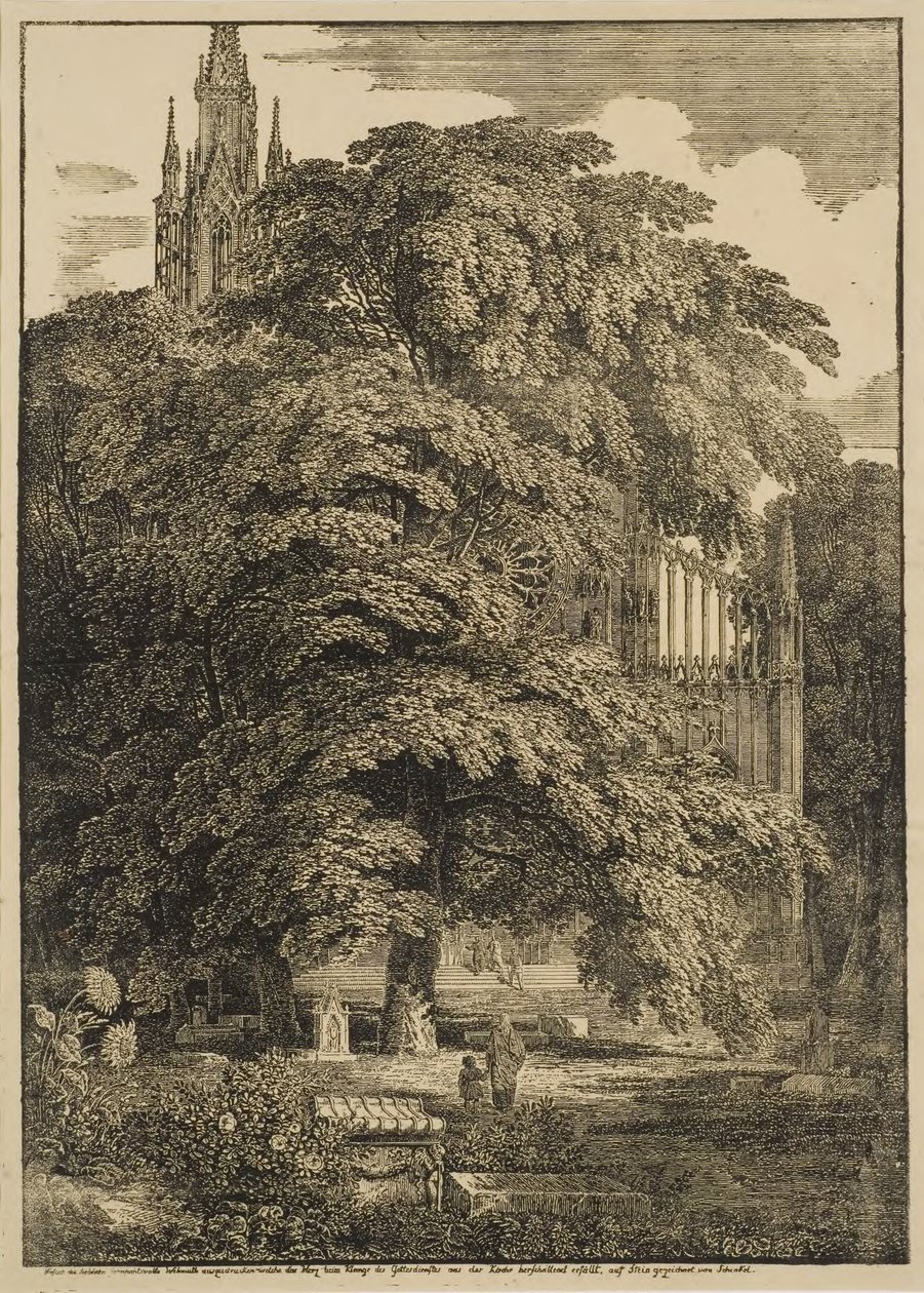 Cemetery Outside a Gothic Cathedral by Karl Friedrich Schinkel