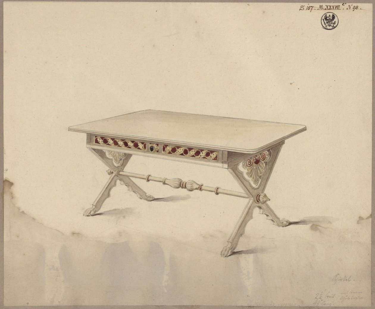 Potsdam. Babelsberg Palace (?). Design for a slanted table by Karl Friedrich Schinkel