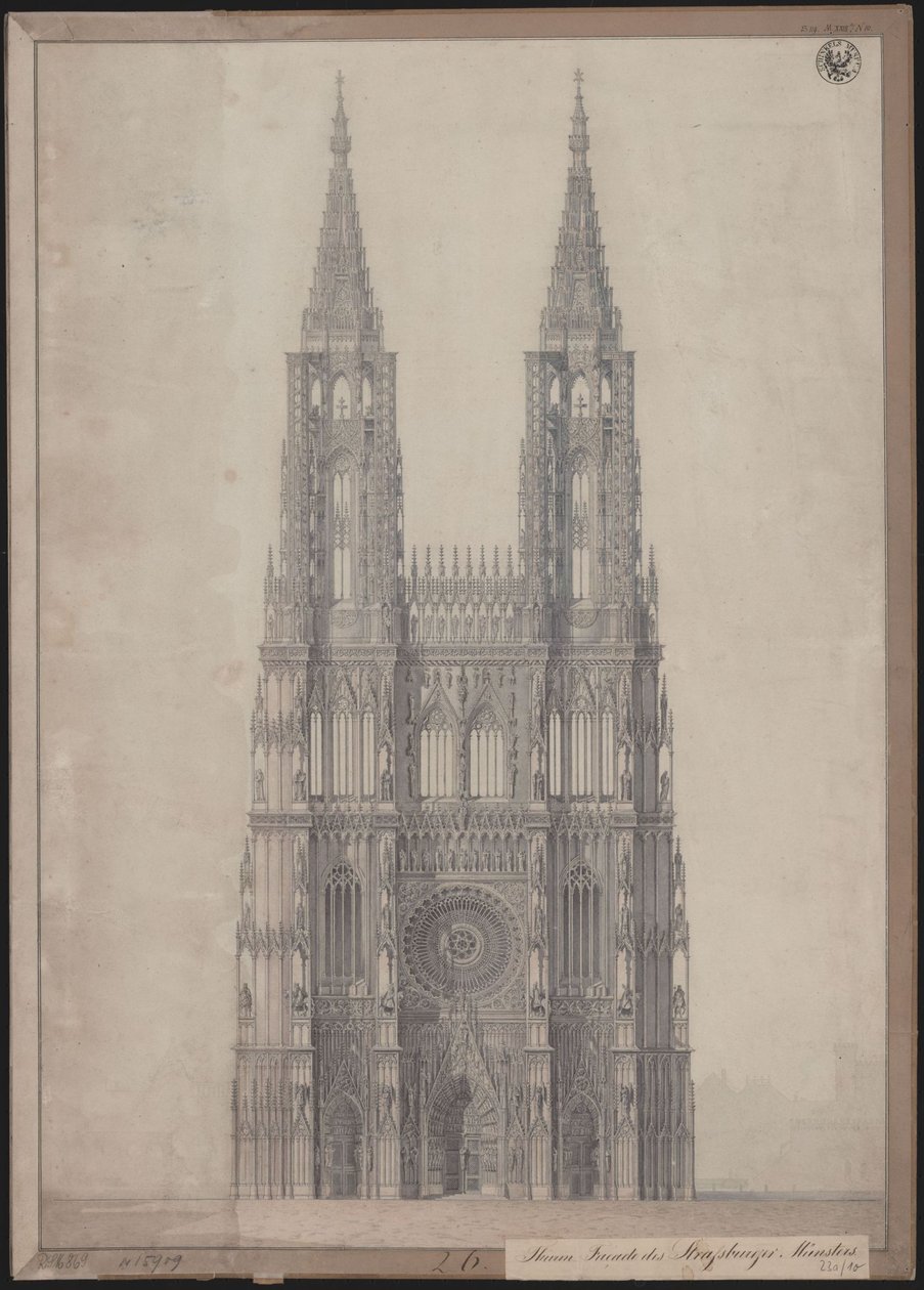 Strasbourg. Cathedral. Design for the Completion of the West Facade by Karl Friedrich Schinkel