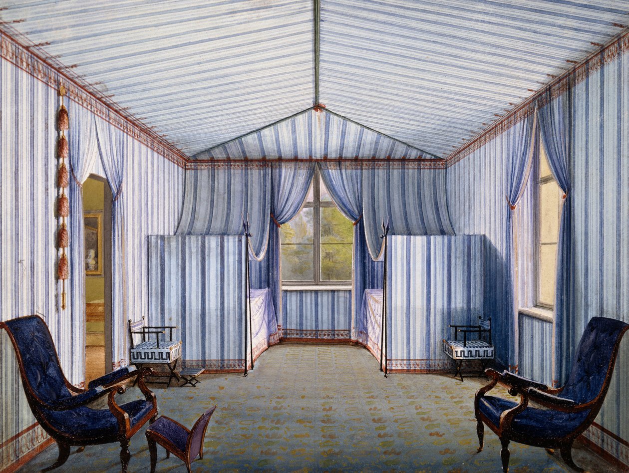 Tent-room in Charlottenhof Palace, after 1830, watercolour by Karl Friedrich Schinkel by Karl Friedrich Schinkel