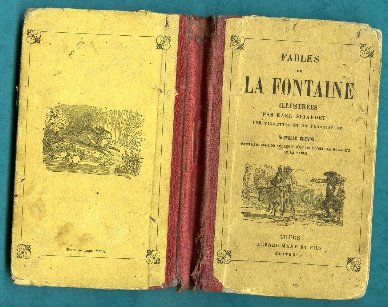 Cover of a book of the Fables de la Fontaine illustrated by Karl Girardet, Mame in Tours by Karl Girardet