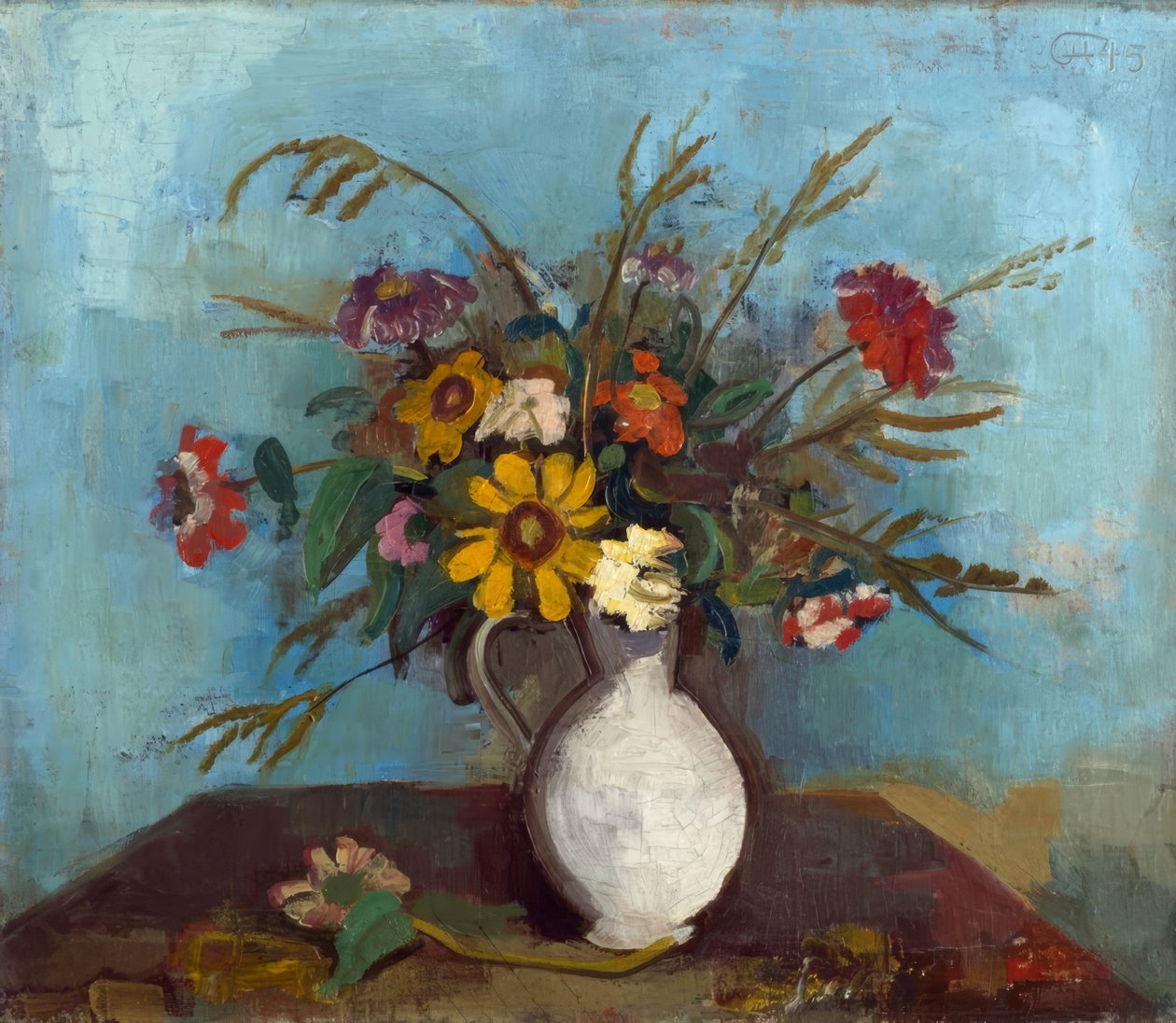Field Flowers in White Jug by Karl Hofer