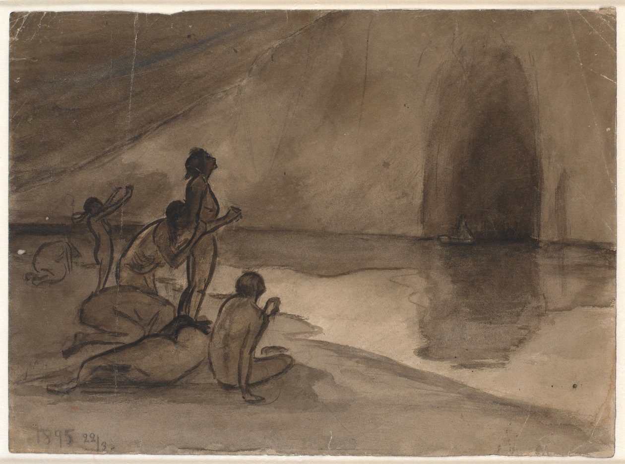 Naked People on the Shore of Aurvangaland See the Boat with Heimdal Coming by Karl Isakson