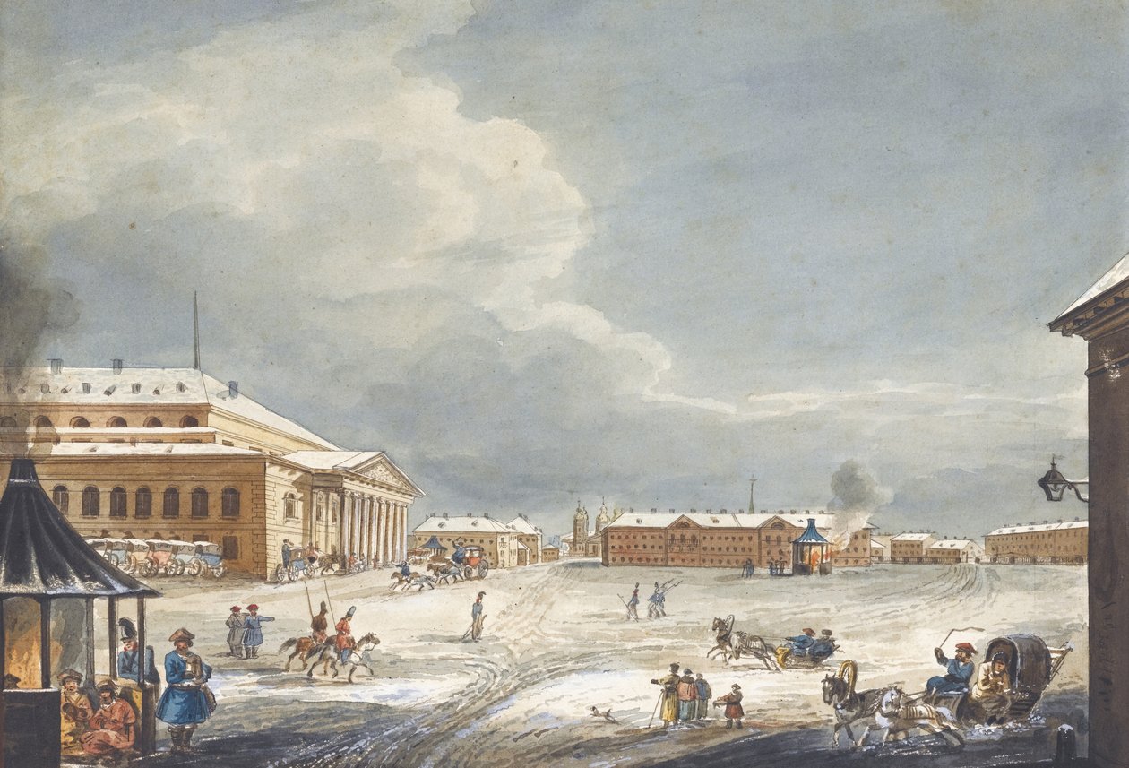 View of the Saint Petersburg Imperial Bolshoi Kamenny Theatre by Karl Ivanovich Kolmann