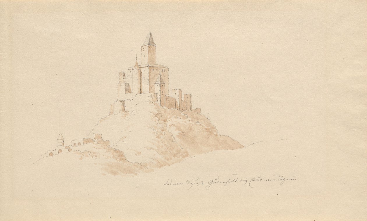 The Old Castle Gutenfeis at Caub on the Rhine by Karl Julius Von Leypold
