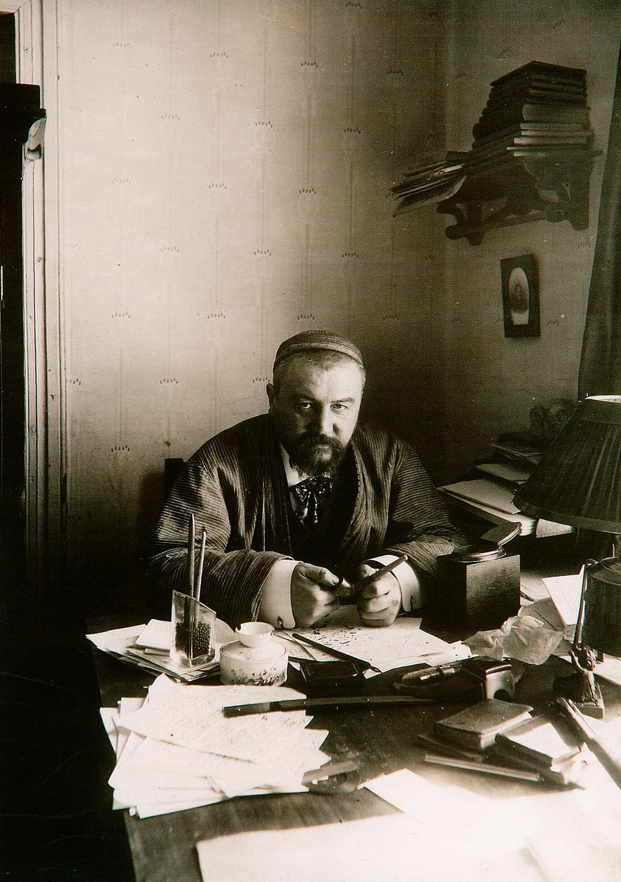 Alexander Kuprin, Russian Author, at His Desk, Gatchina, Russia by Karl Karlovich Bulla