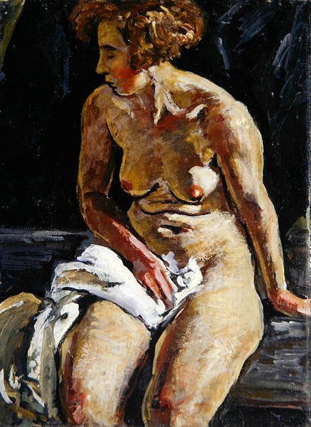 Sitting Nude with a White Towel, II by Karl Leyhausen