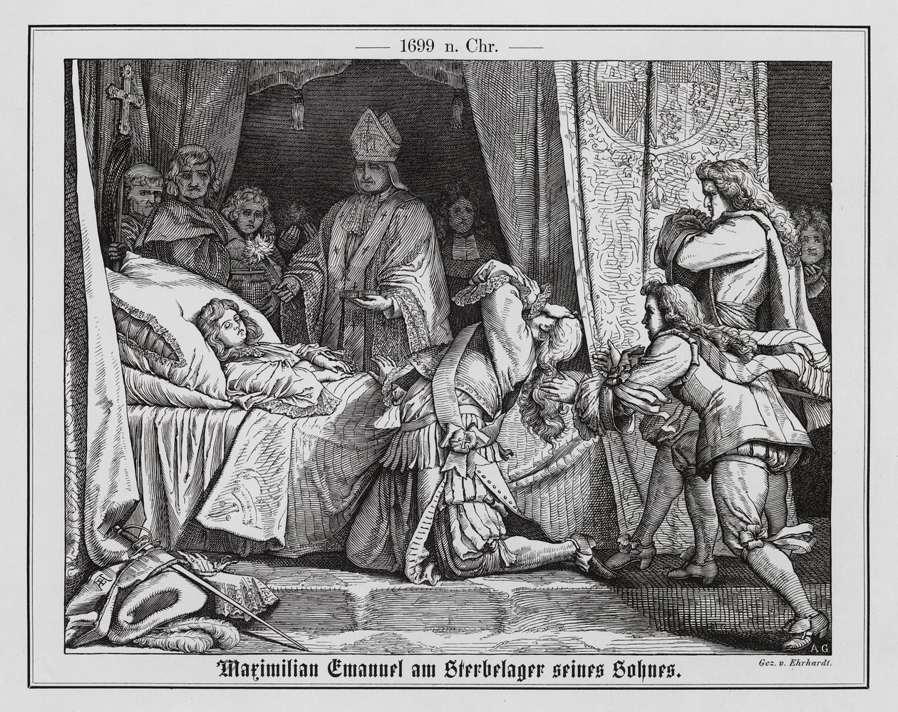 Maximilian II Emmanuel, Elector of Bavaria, at the Deathbed of His Son by Karl Ludwig Adolf Ehrhardt