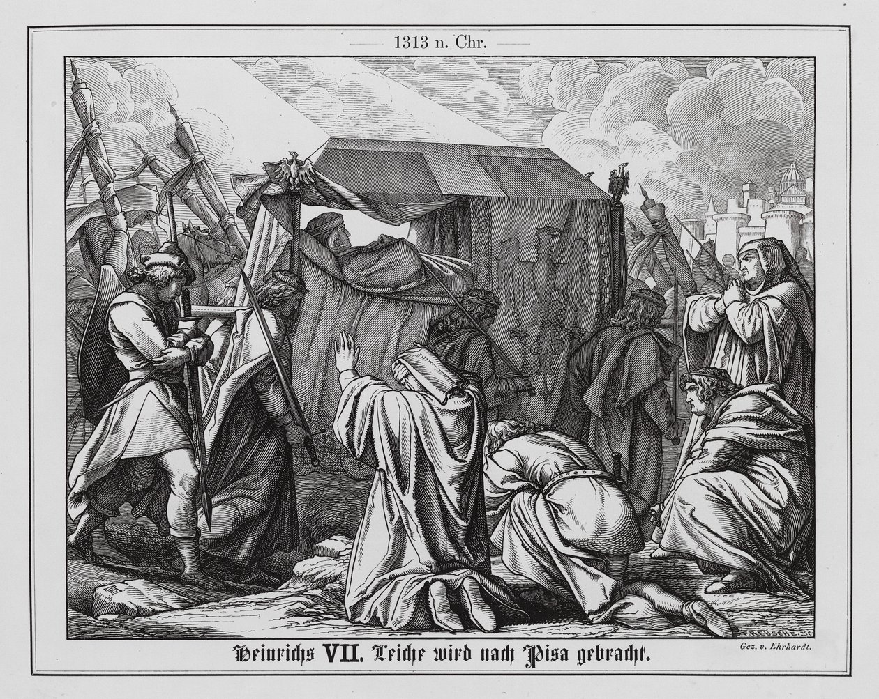 The Body of the Holy Roman Emperor Henry VII is Taken to Pisa for Burial by Karl Ludwig Adolf Ehrhardt
