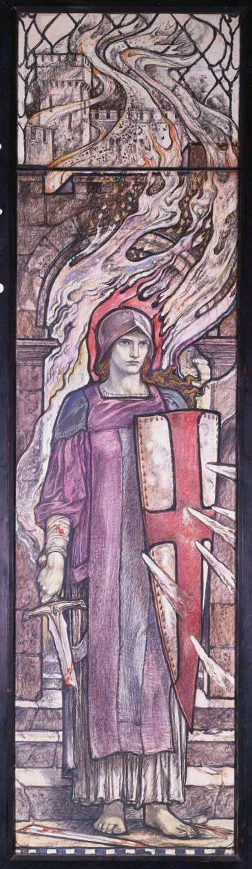 Fortitude: Design for stained glass at All Saints Church, Eastchurch, Isle of Sheppey, c.1912 by Karl Parsons