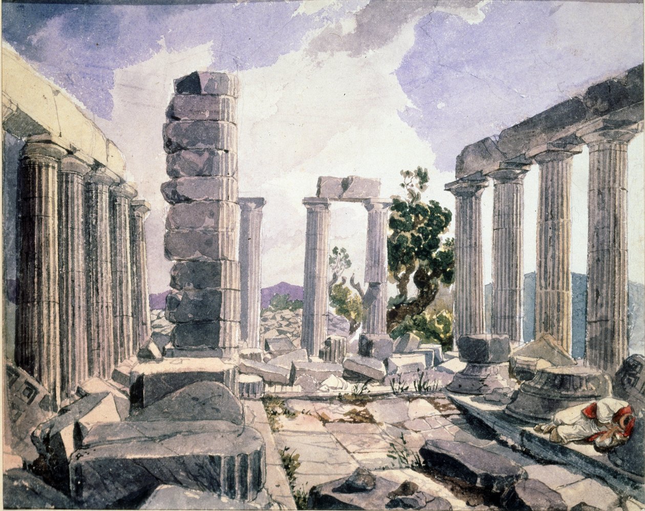 View of the Temple of Apollo Epicurius at Bassae by Karl Pavlovich Bryullov