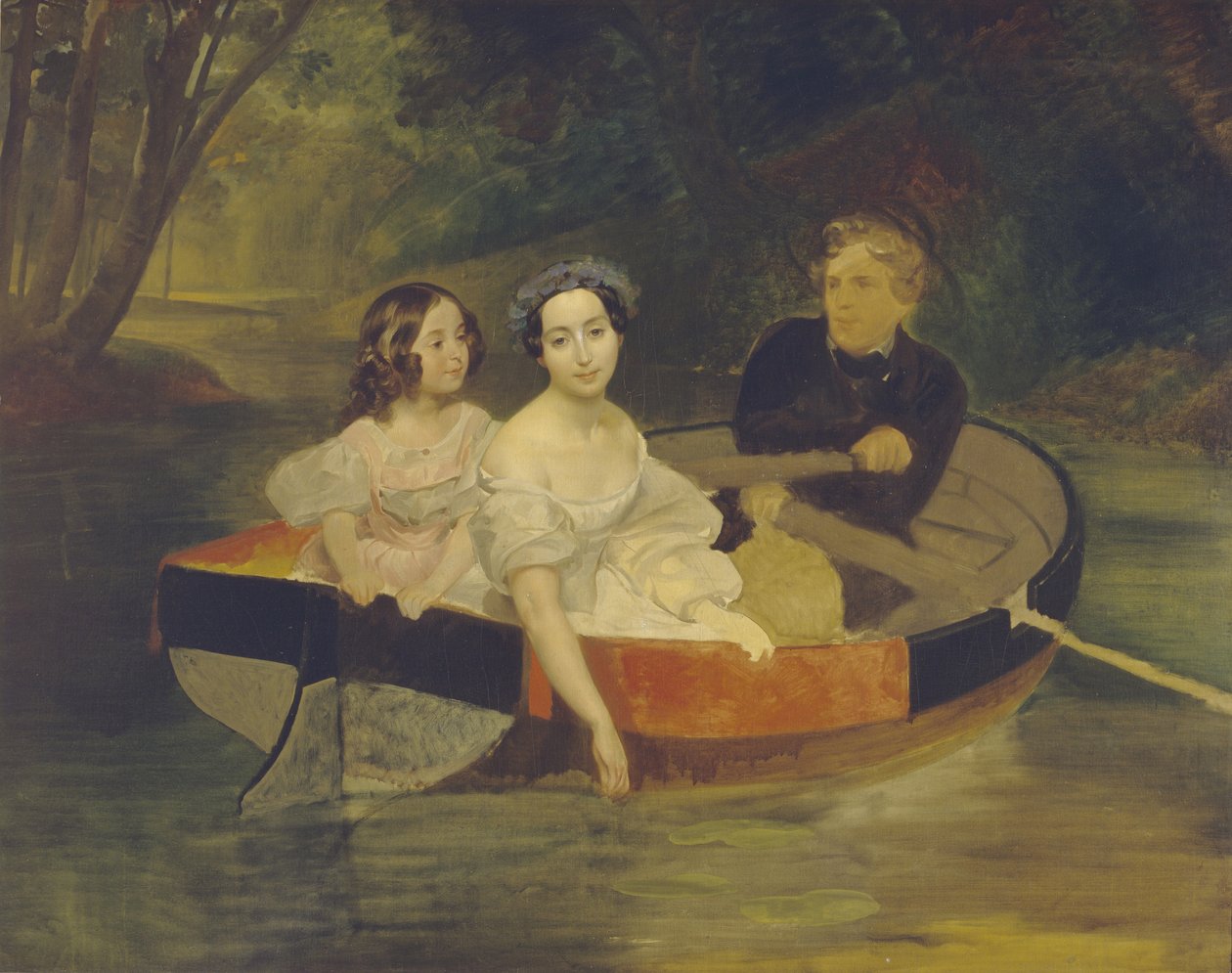 Self-portrait with Baroness Yekaterina Meller-Zakomelskaya and her daughter in a boat by Karl Pavlovich Bryullov