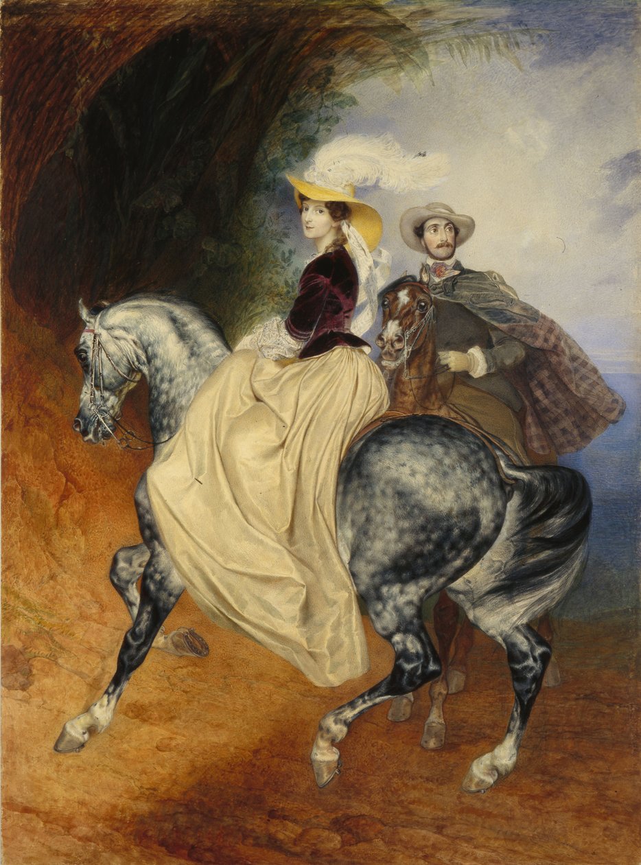 The Horsemen. Portrait of Eugeny and Emily Mussard, 1849 by Karl Pavlovich Bryullov