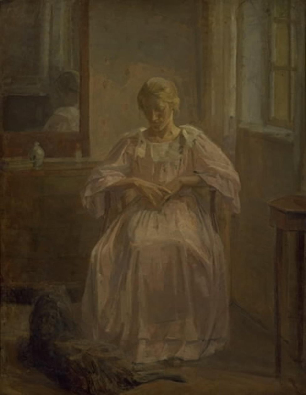 A Young Girl, Sophie Lofthus, with a Dog by Karl Schou