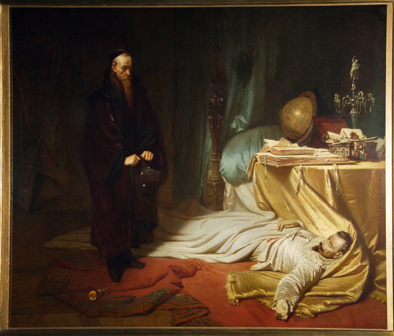 Baptiste Seni by the Dead Body of Wallenstein, from the Wallenstein trilogy by Friedrich Schiller by Karl Theodor von Piloty