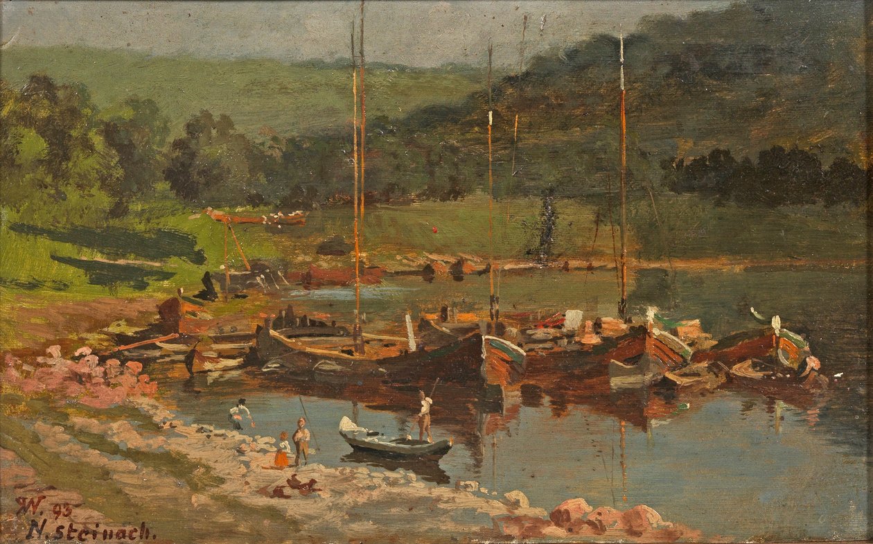 Ships in Neckarsteinach, 1893 by Karl Weysser