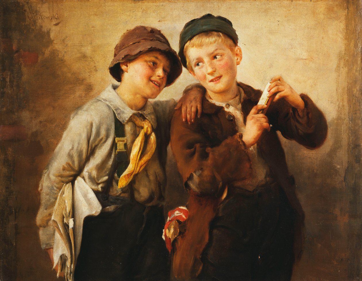 Two Boys with Harmonica by Karl Witkowski