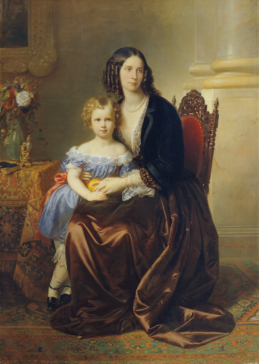 Countess Leonie Lanckorońska, née Countess Potocka, with her Son Karl by Karl von Blaas