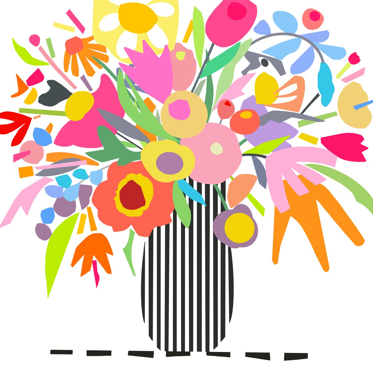 Flowers and Stripes 1, 2024 by Kathy Dunaway