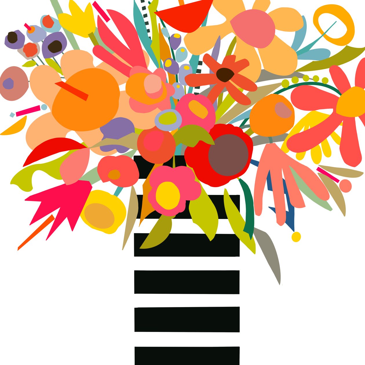 Flowers and Stripes 3, 2024 by Kathy Dunaway