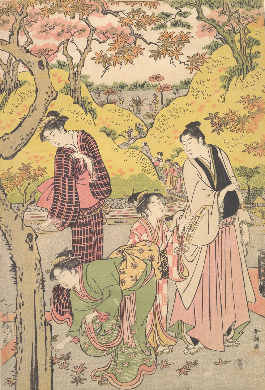 A Young Man, Two Young Women and a Girl at a Picnic Party, ca. 1789 by Katsukawa Shuncho