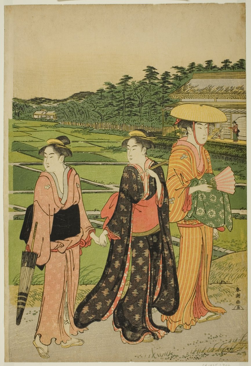 Three Women near Rice Paddies by Katsukawa Shuncho