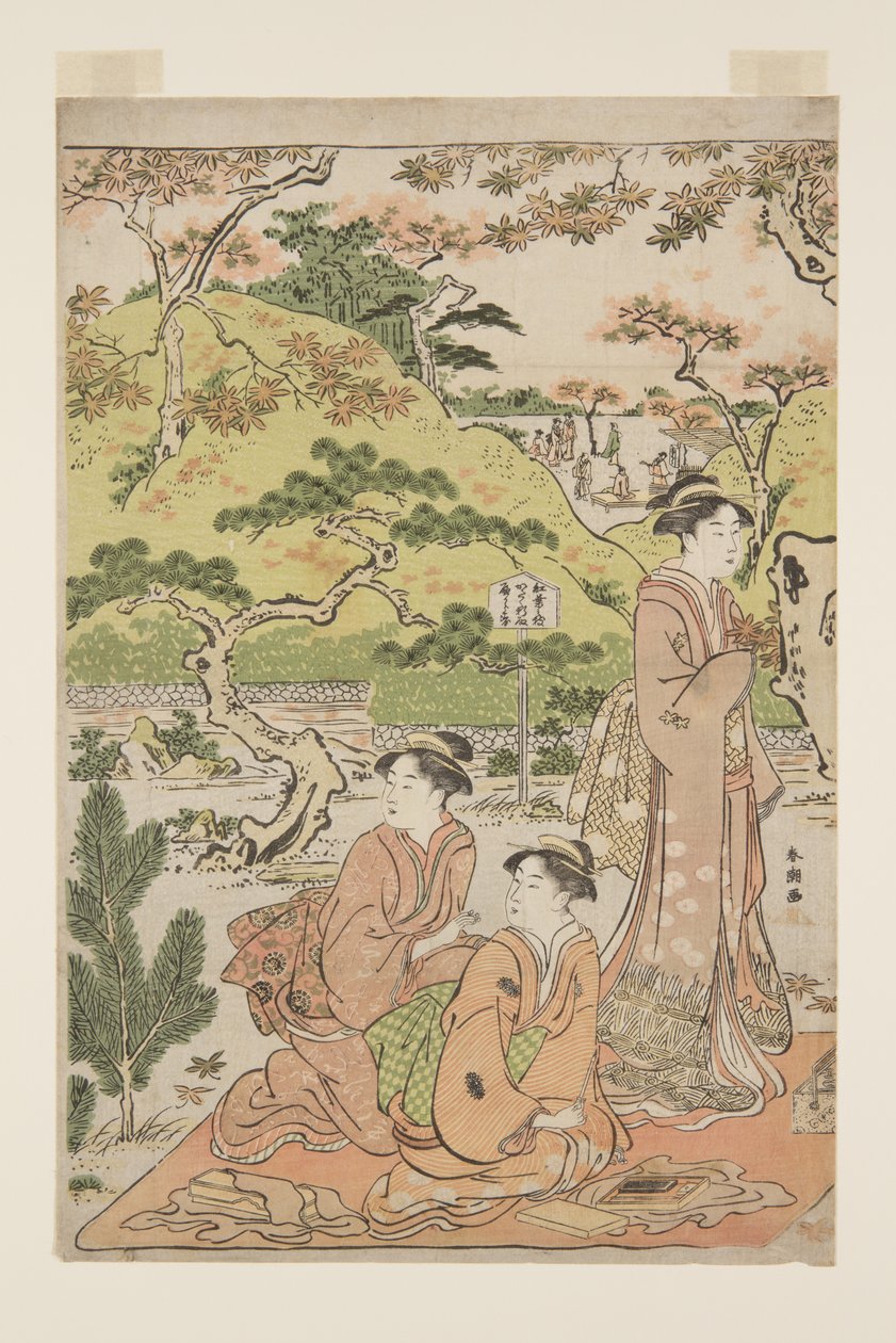 Viewing Autumn Leaves at Kaianji Temple by Katsukawa Shuncho
