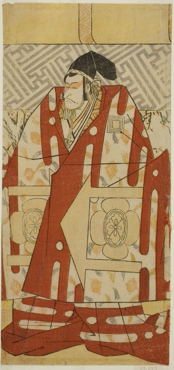 The Actor Ichikawa Danjuro V as Kudo Suketsune in the Play Koi no Yosuga Kanegaki Soga, Performed at the Ichimura Theater in the First Month, 1789 by Katsukawa Shun