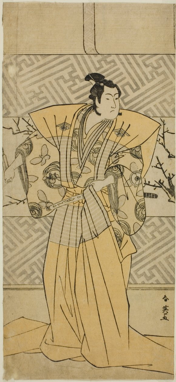 The Actor Iwai Hanshiro IV as Soga no Goro Tokimune in the Play Koi no Yosuga Kanegaki Soga, Performed at the Ichimura Theater in the First Month, 1789 by Katsukawa Shun